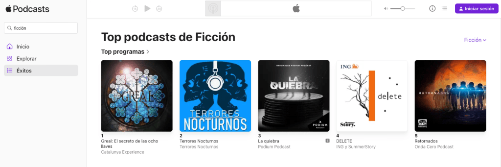 Greal, número 1 en podcasts de Ficción